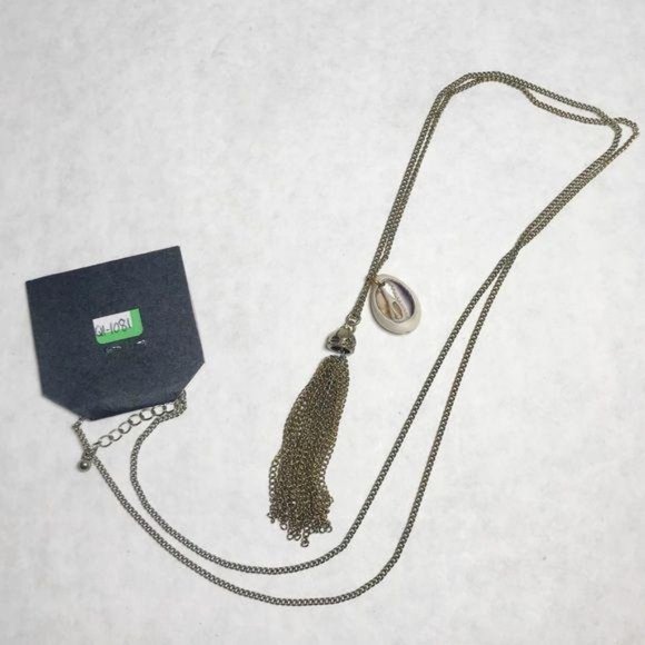 Long Puka Shell and Chain Tassel Lariat Necklace - Picture 4 of 9